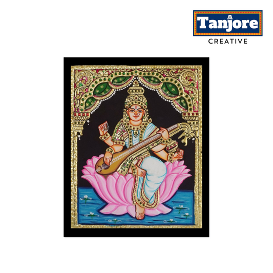 Tanjore Painting: Lotus Saraswathi