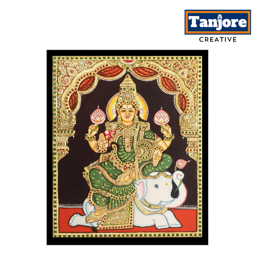 TANJORE PAINTING LAKSHMI SITTING ON ELEPHANT