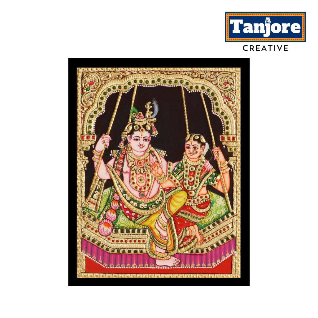 TANJORE PAINTING SWING RADHA KRISHNA