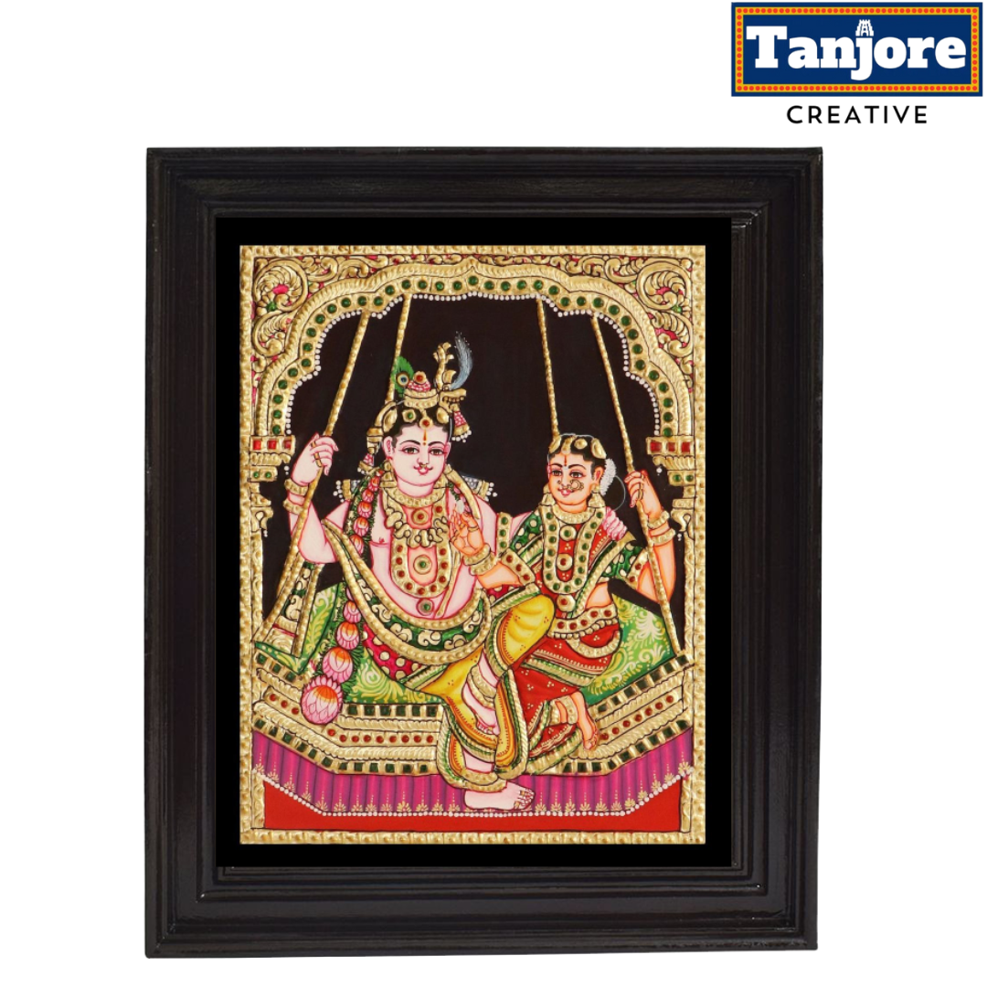 TANJORE PAINTING SWING RADHA KRISHNA