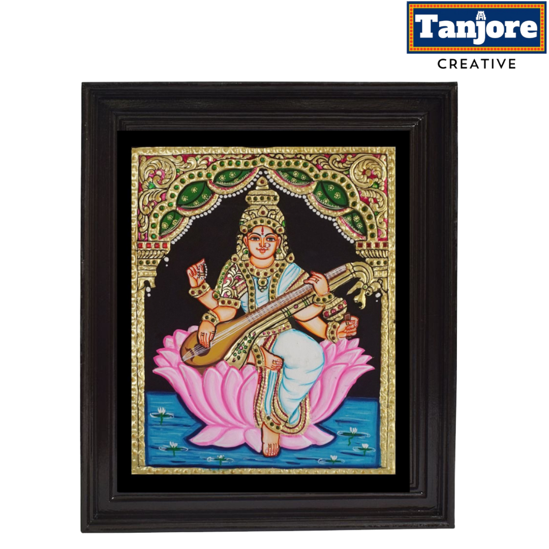 Tanjore Painting: Lotus Saraswathi