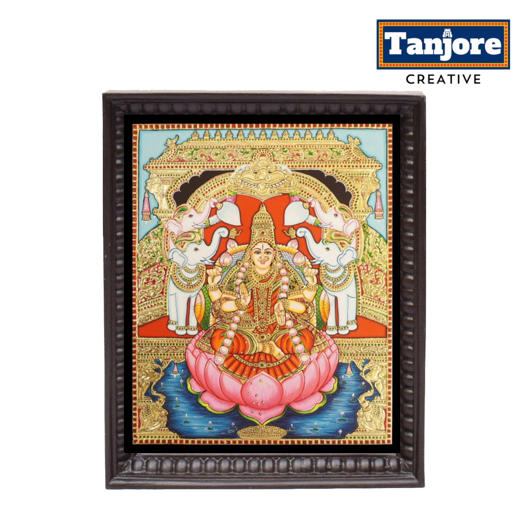 Tanjore Painting: Gaja Lakshmi