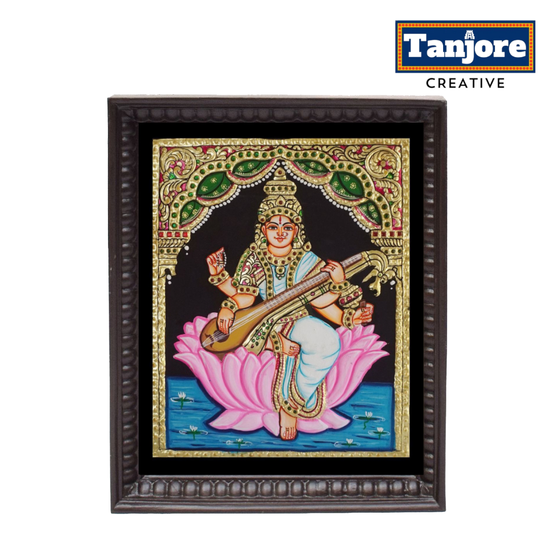 Tanjore Painting: Lotus Saraswathi