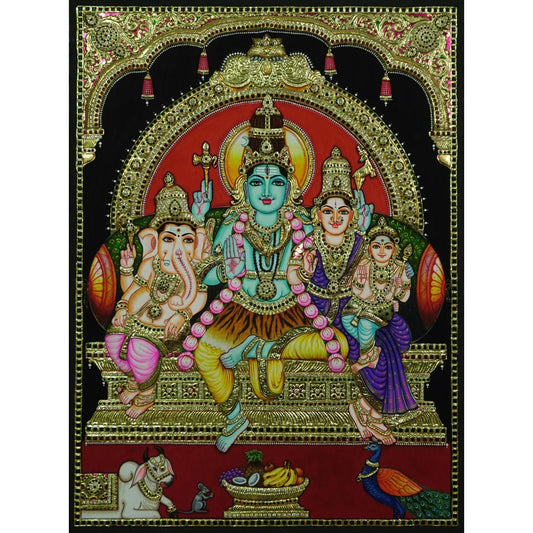 TANJORE PAINTING SHIVA FAMILY