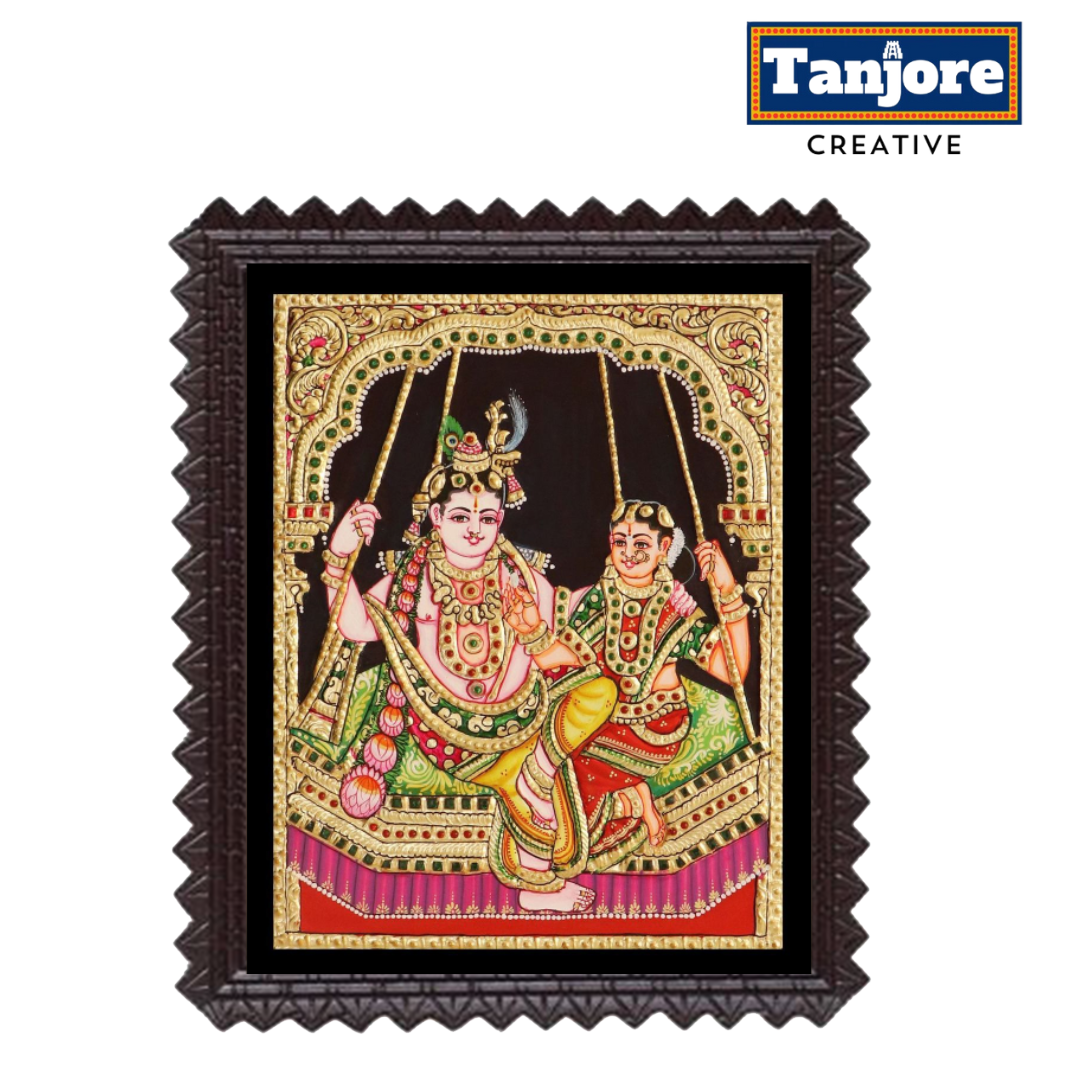 TANJORE PAINTING SWING RADHA KRISHNA