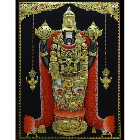 TANJORE PAINTING BALAJI PATHA LAKSHMI 3D EMBOSSED