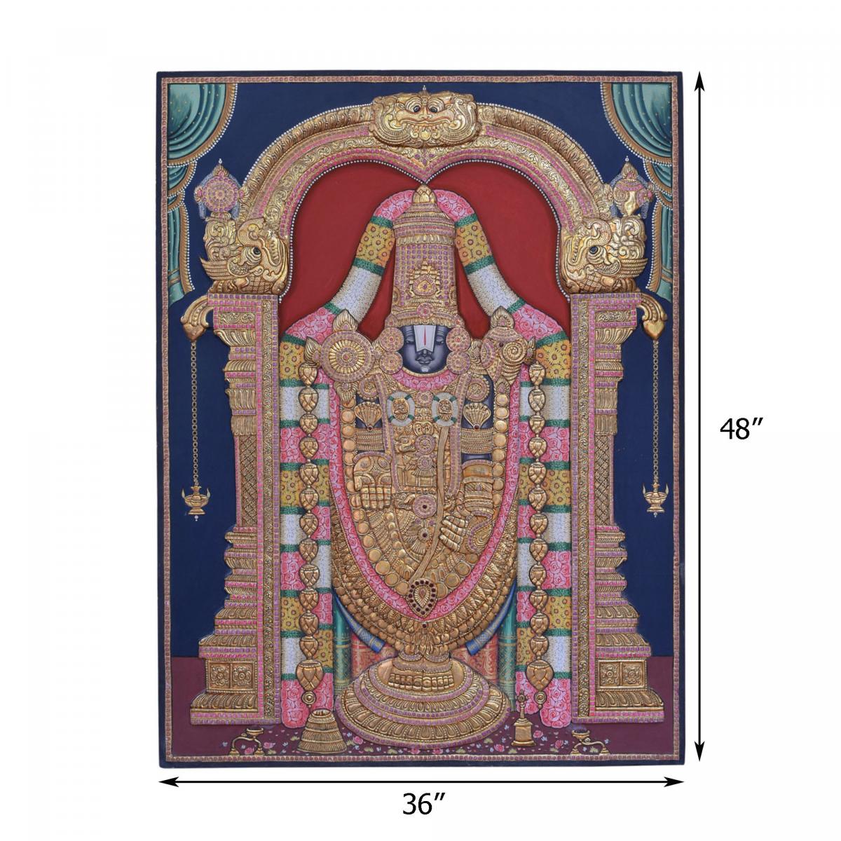 TANJORE PAINTING BALAJI WITH ANTIQUE FINISH