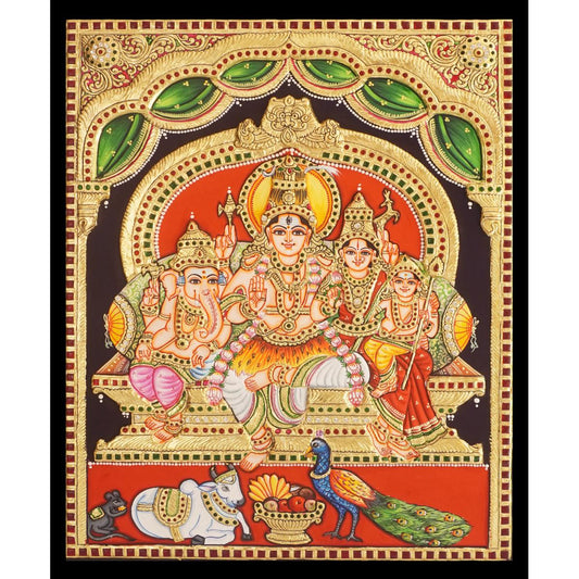 TANJORE PAINTING SHIVA FAMILY 3D EMBOSSED