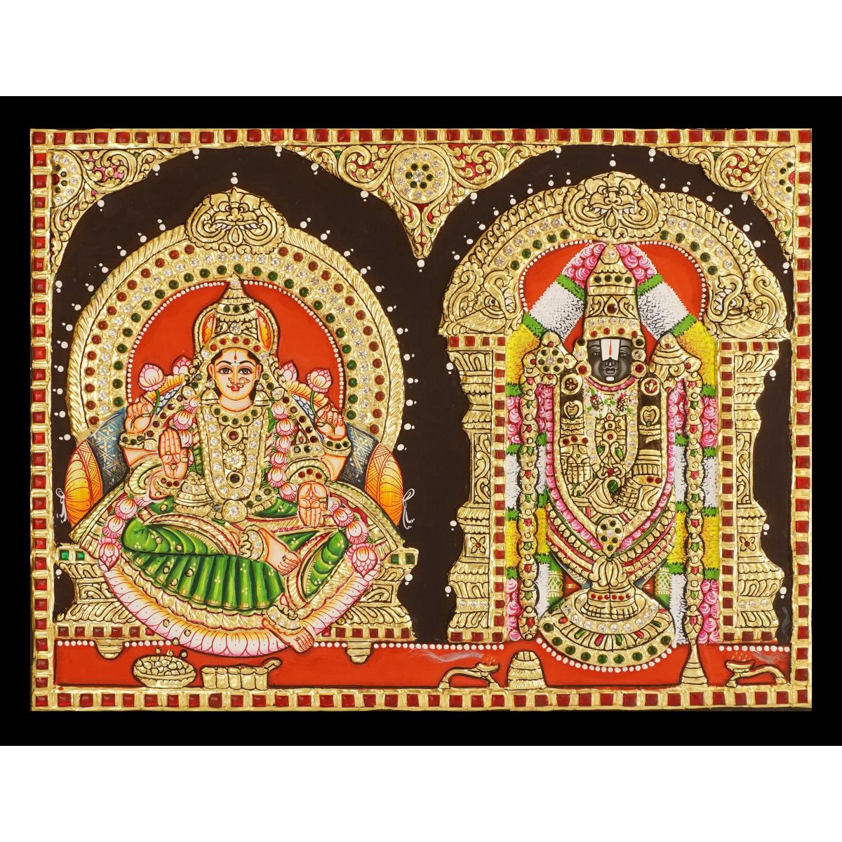 TANJORE PAINTING BALAJI SIDE LAKSHMI