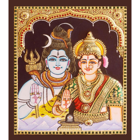 TANJORE PAINTING SHIVA PARVATHI