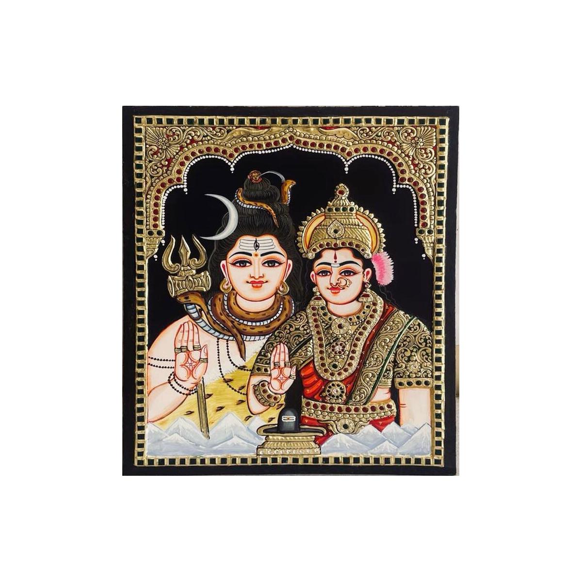 TANJORE PAINTING SHIVA PARVATHI