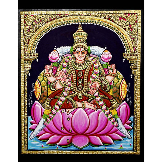 TANJORE PAINTING LOTUS LAKSHMI