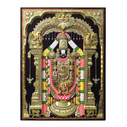 TANJORE PAINTING BALAJI WITH PATHALAKSHMI