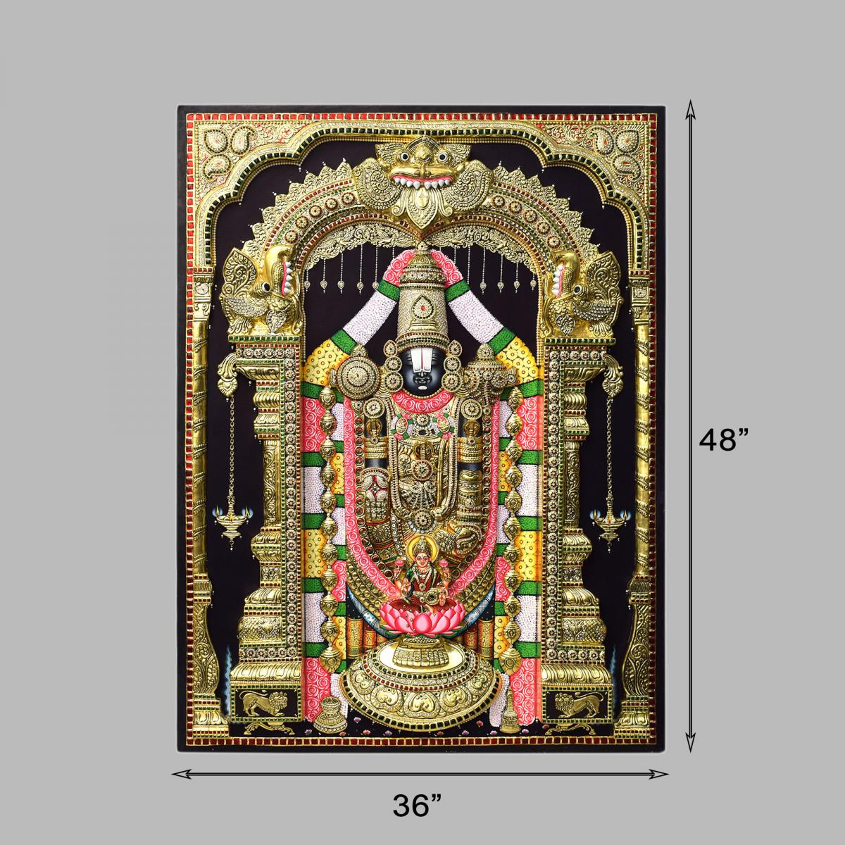 TANJORE PAINTING BALAJI WITH PATHALAKSHMI