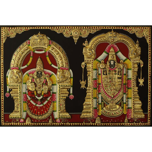 TANJORE PAINTING BALAJI SIDE PADMAVATHI 3D EMBOSSED