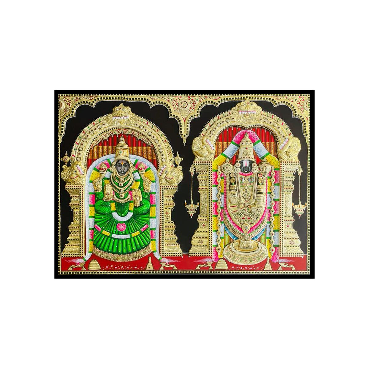 TANJORE PAINTING BALAJI SIDE PADMAVATHI 3D EMBOSSED