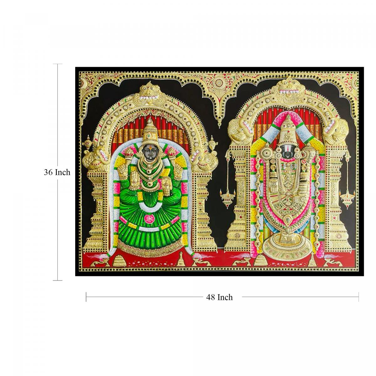 TANJORE PAINTING BALAJI SIDE PADMAVATHI 3D EMBOSSED