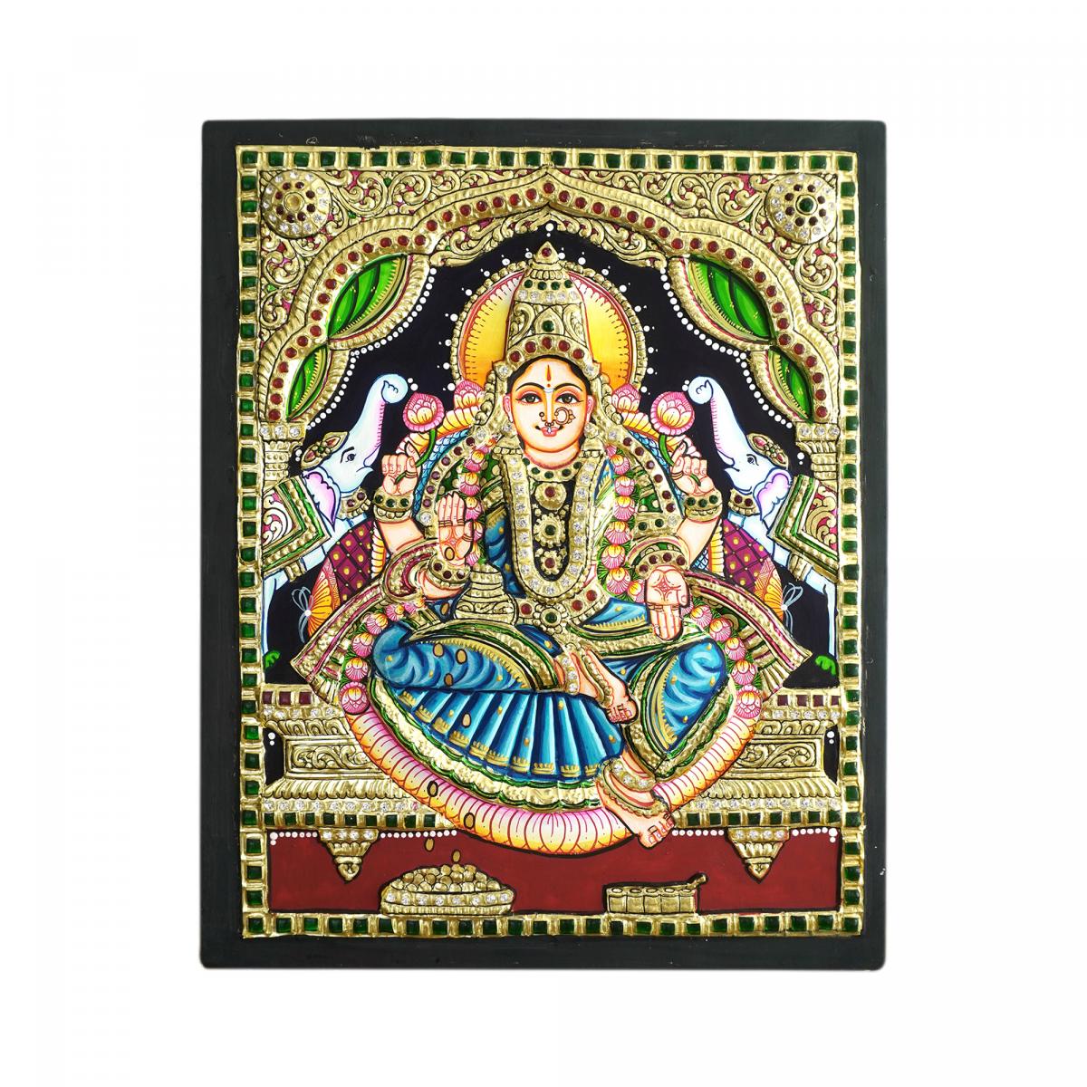 TANJORE PAINTING GAJA LAKSHMI 3D EMBOSSED