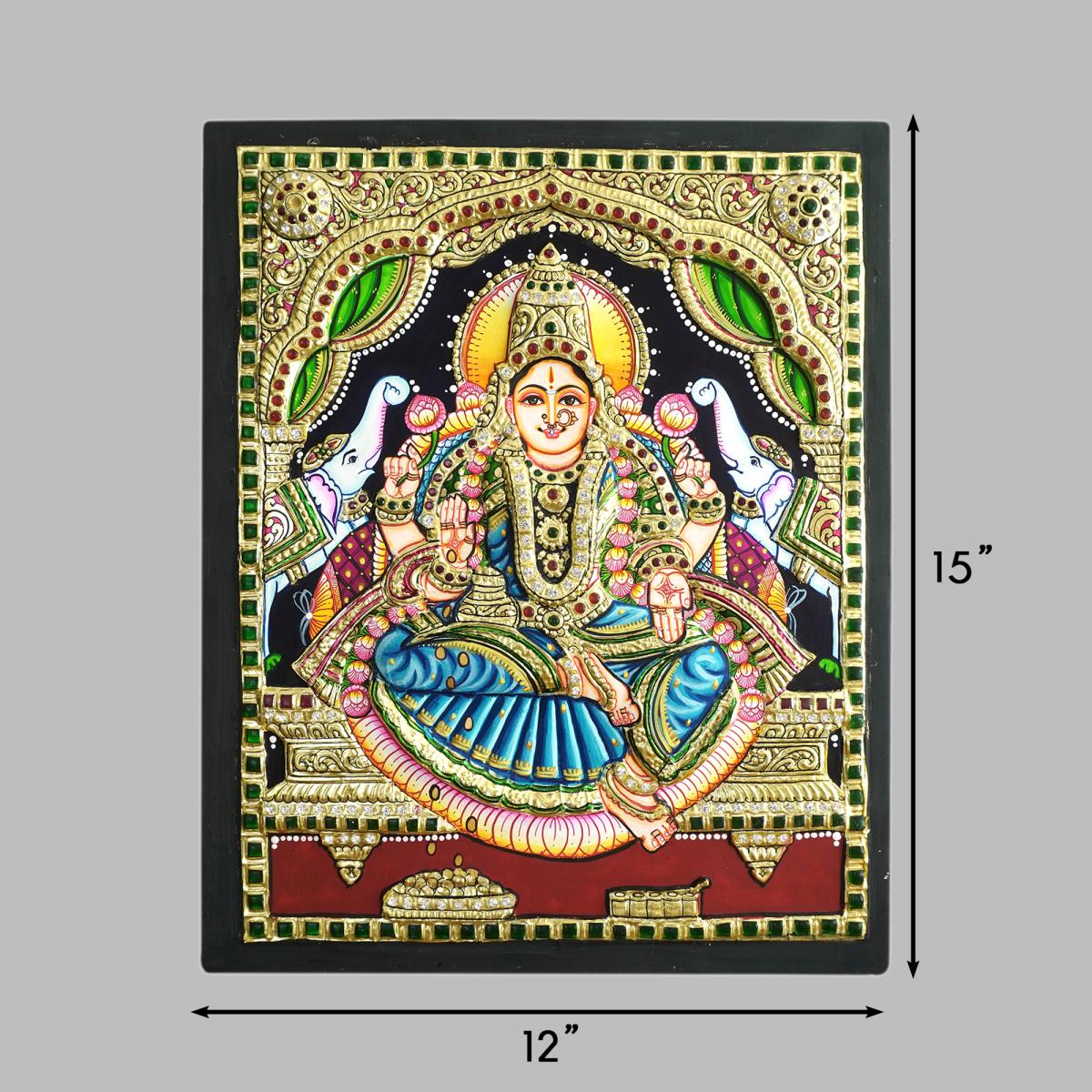 TANJORE PAINTING GAJA LAKSHMI 3D EMBOSSED