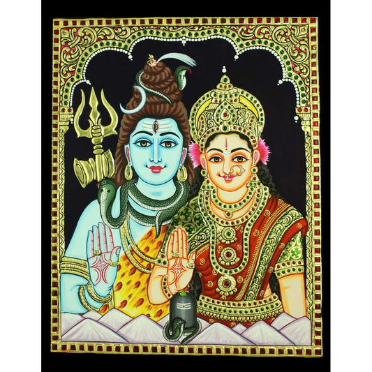 TANJORE PAINTING SHIVA PARVATHI