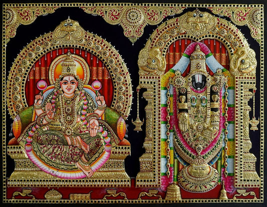 TANJORE PAINTING BALAJI SIDE LAKSHMI