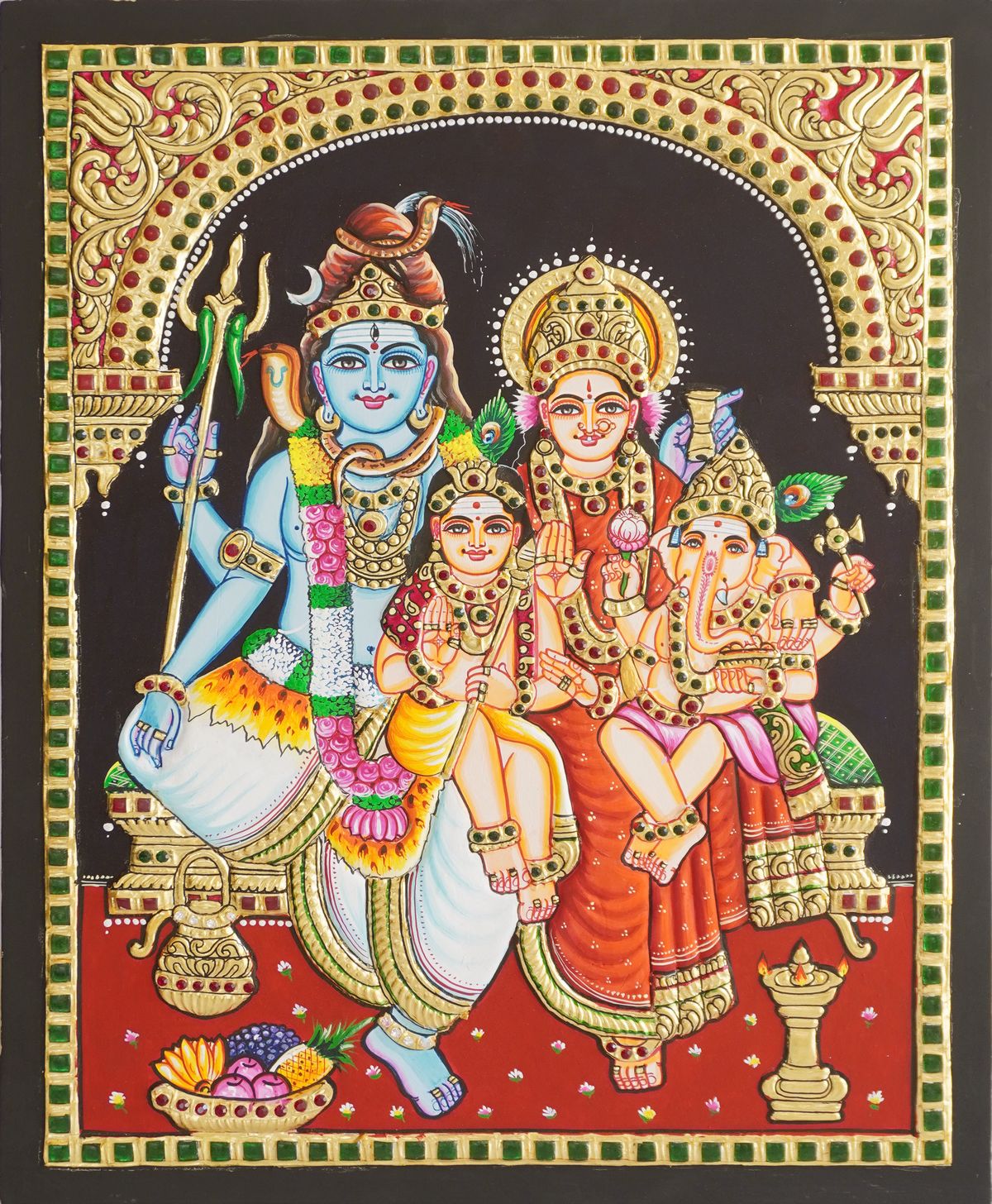 TANJORE PAINTING SHIVA FAMILY