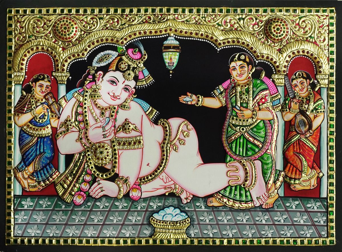 TANJORE PAINTING BABY KRISHNA