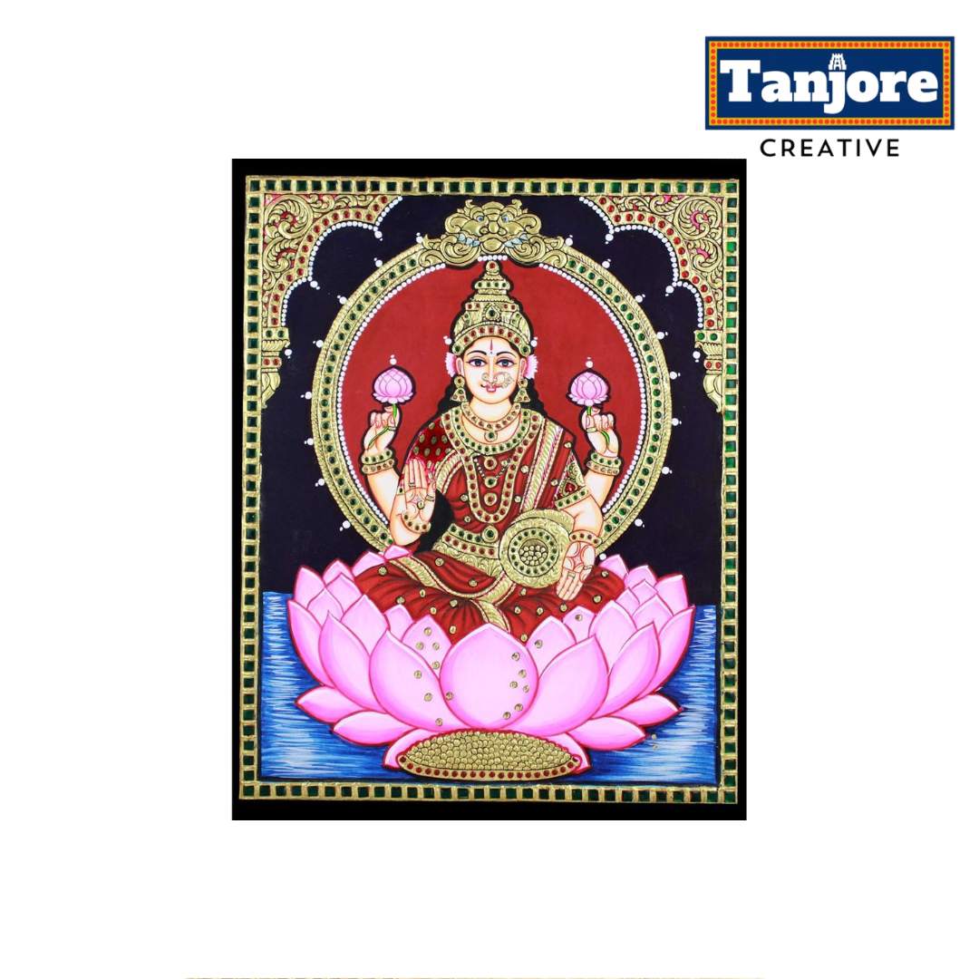 TANJORE PAINTING LOTUS LAKSHMI