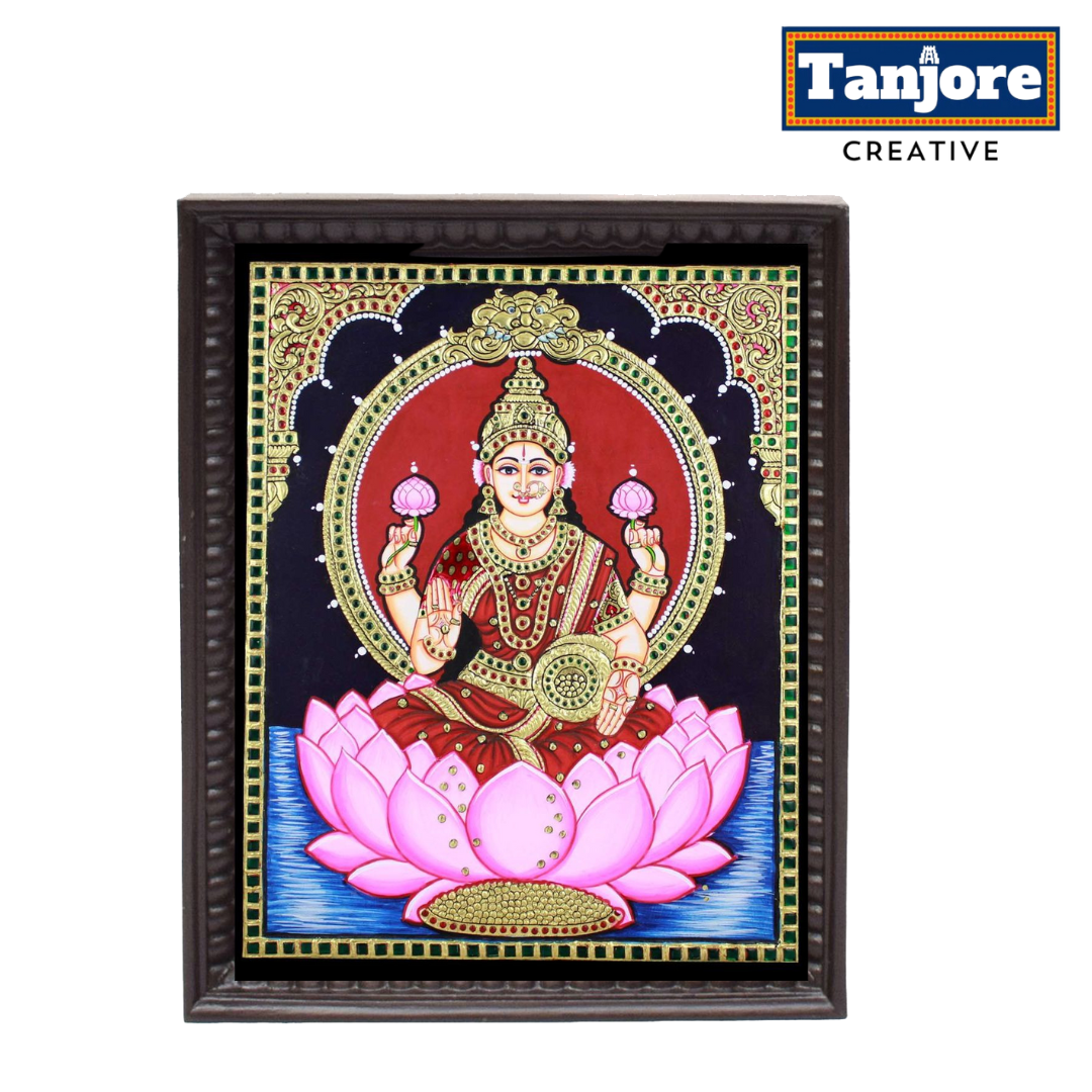 TANJORE PAINTING LOTUS LAKSHMI