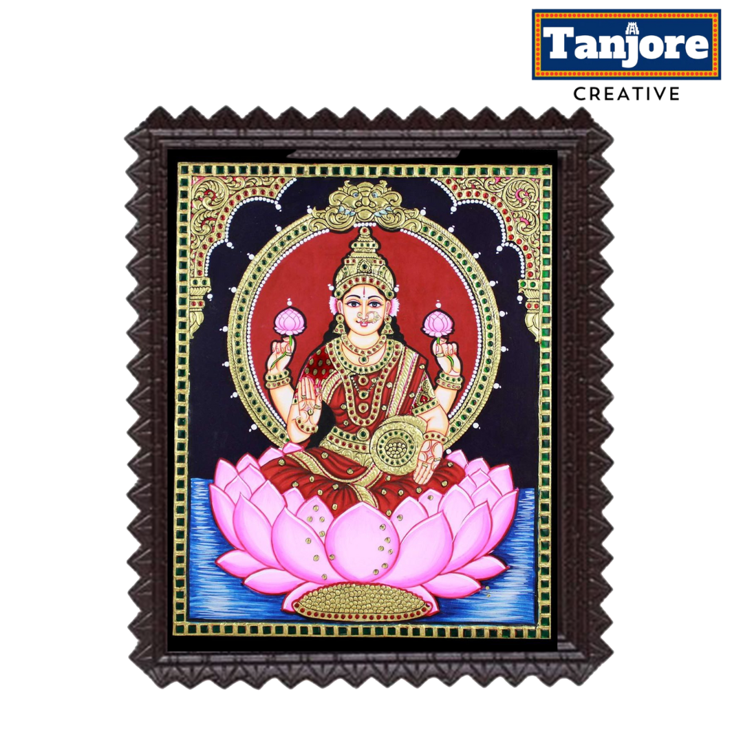 TANJORE PAINTING LOTUS LAKSHMI