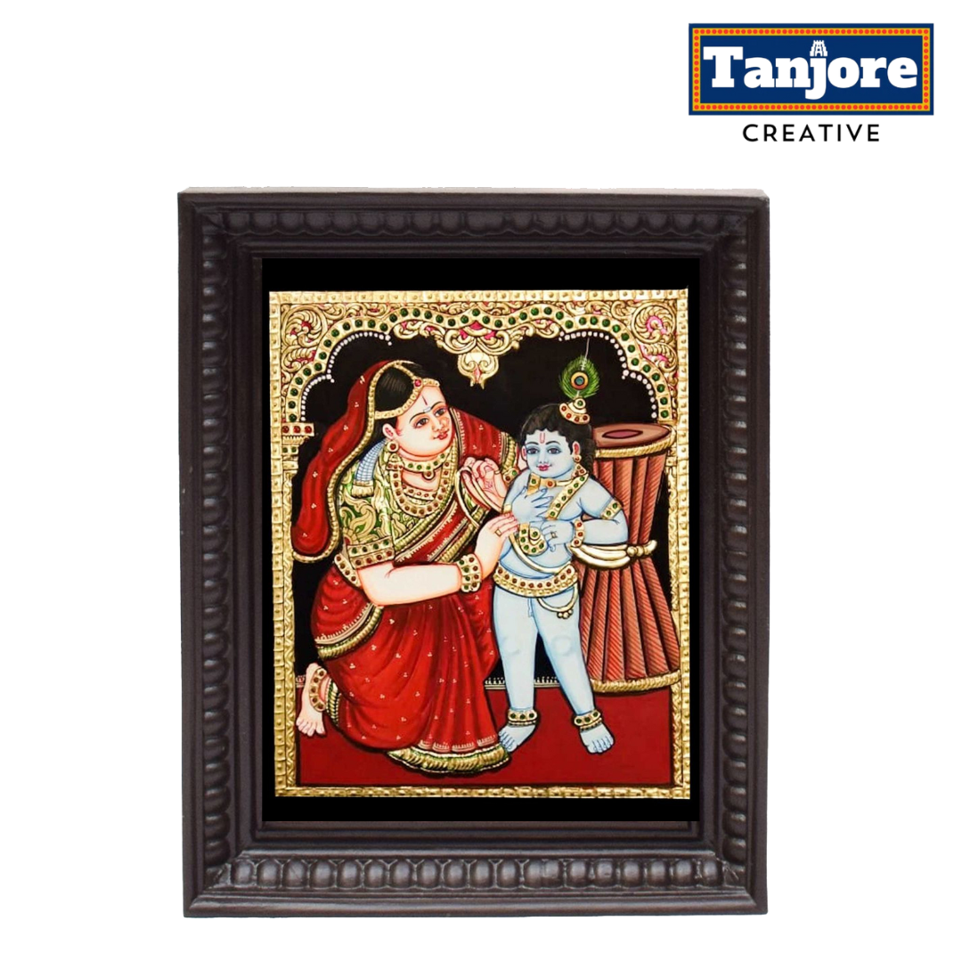 TANJORE PAINTING YASHOTHA KRISHNA WITH URAL