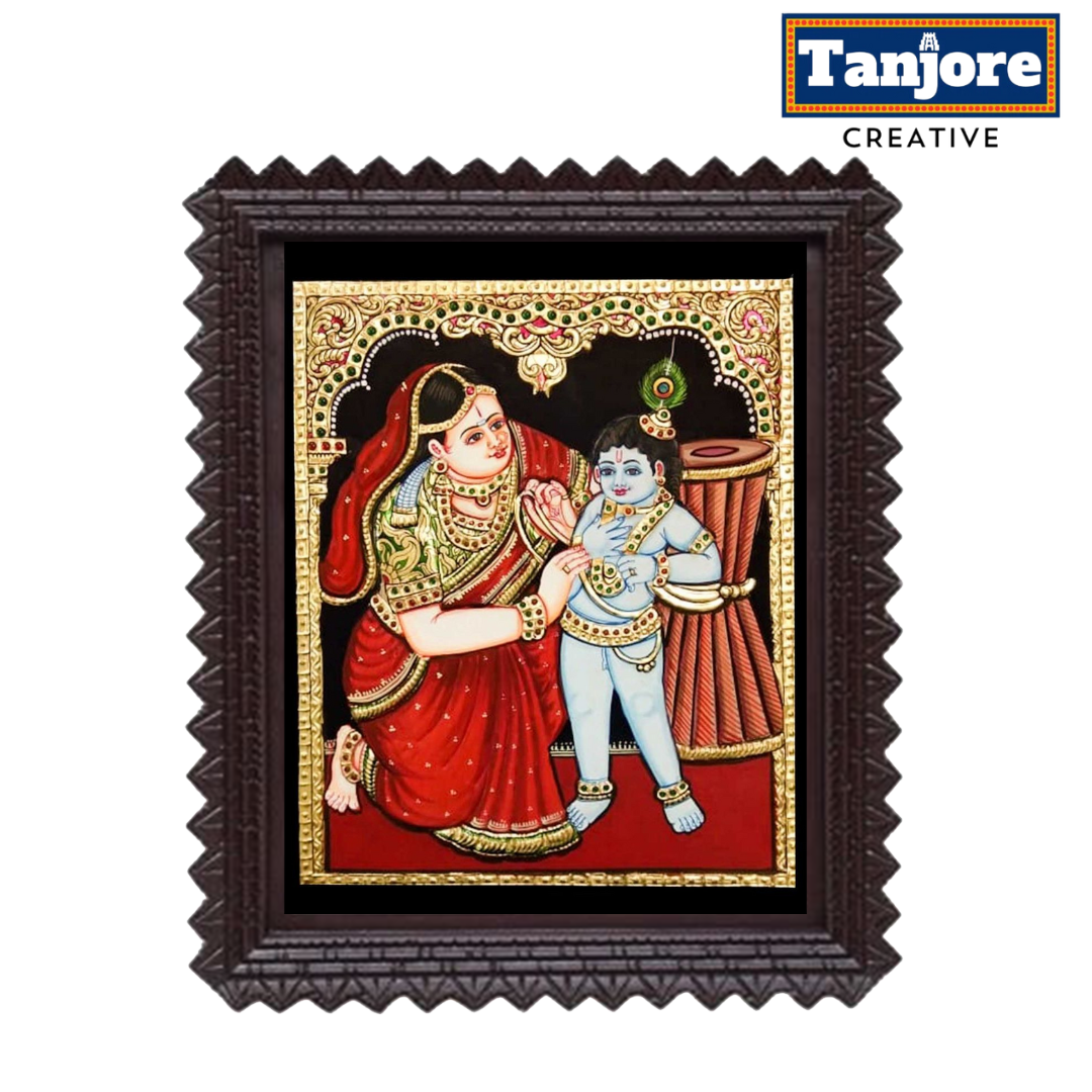 TANJORE PAINTING YASHOTHA KRISHNA WITH URAL