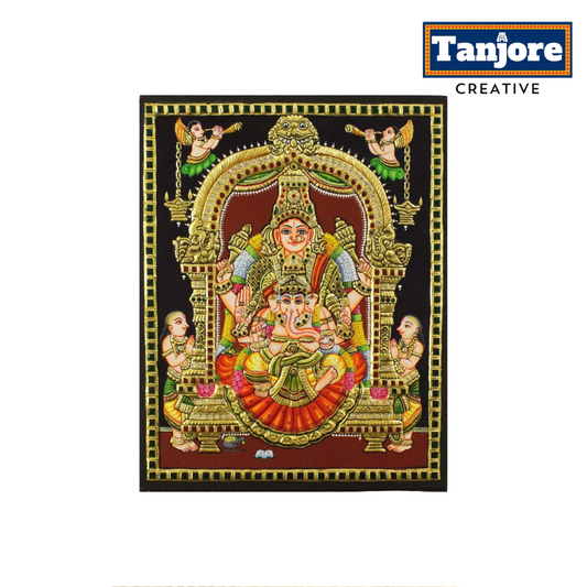 TANJORE PAINTING PARVATHI BALA GANESHA