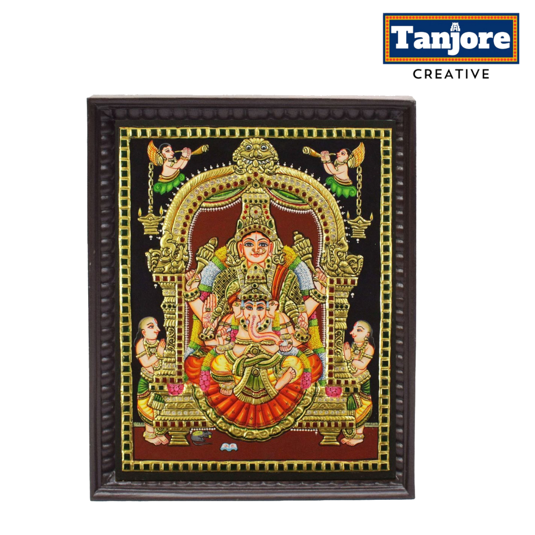 TANJORE PAINTING PARVATHI BALA GANESHA