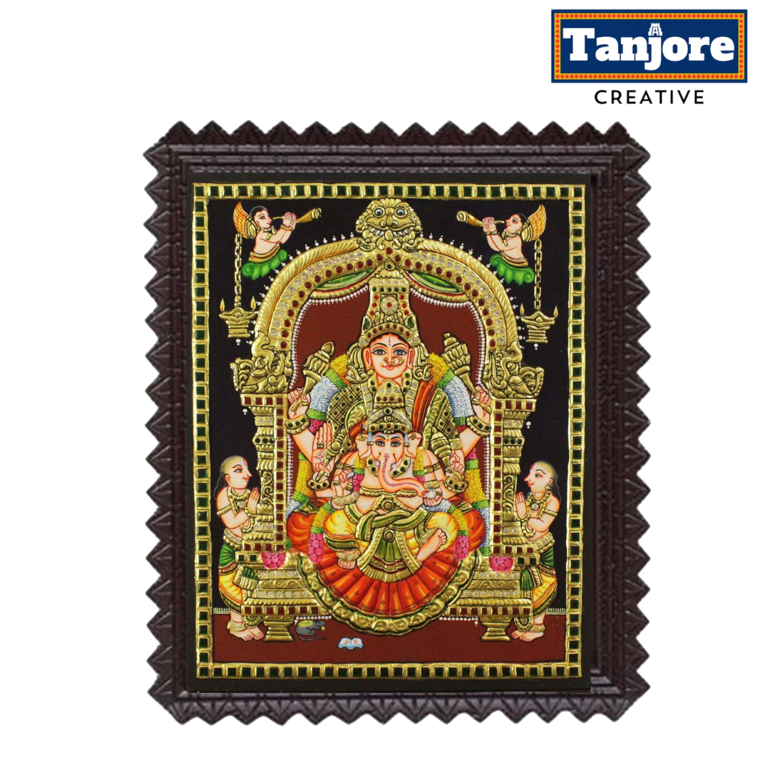 TANJORE PAINTING PARVATHI BALA GANESHA