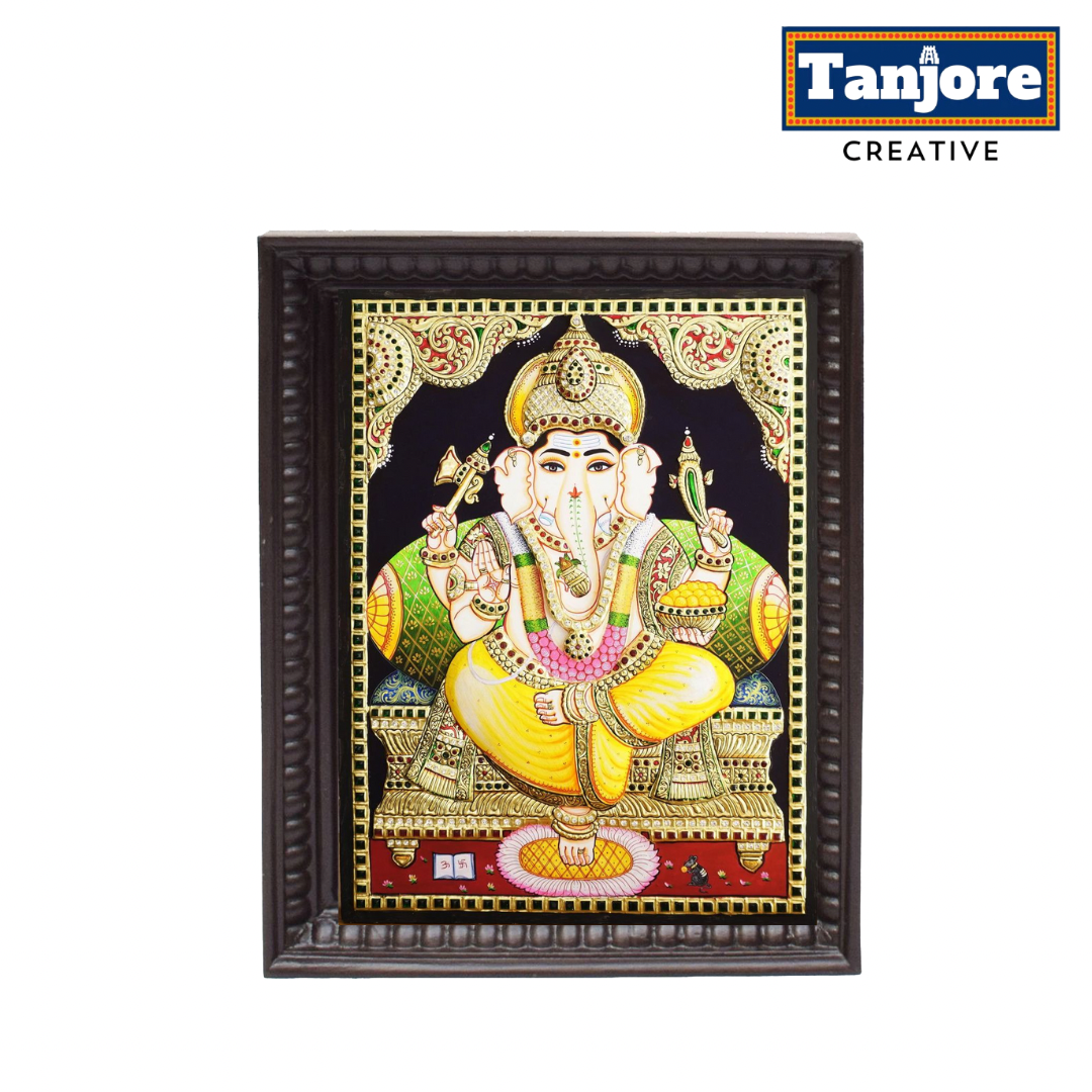 TANJORE PAINTING YELLOW DHOTHI GANESHA