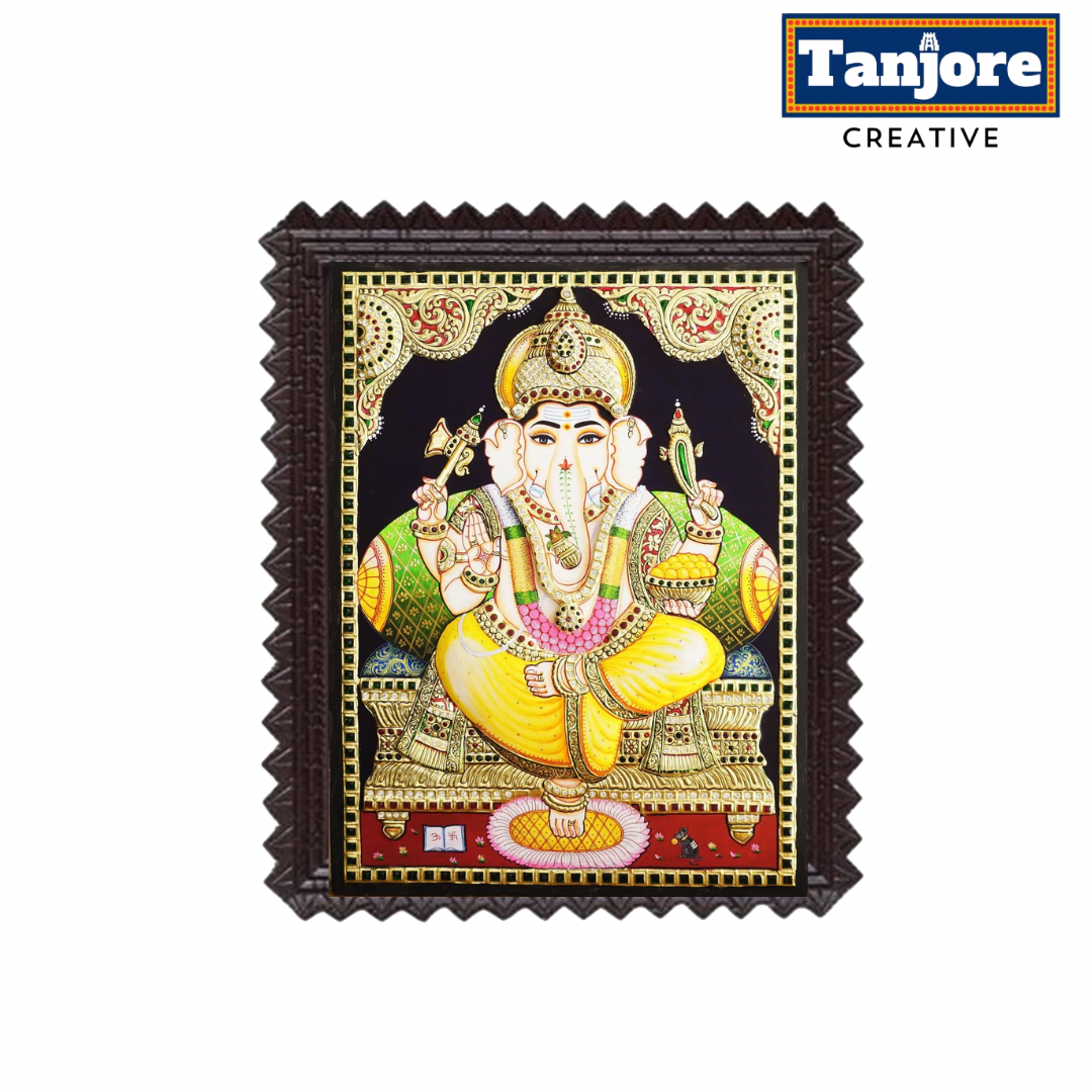 TANJORE PAINTING YELLOW DHOTHI GANESHA