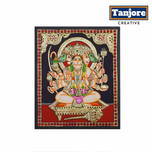 TANJORE PAINTING PANCHAMUKHI HANUMAN