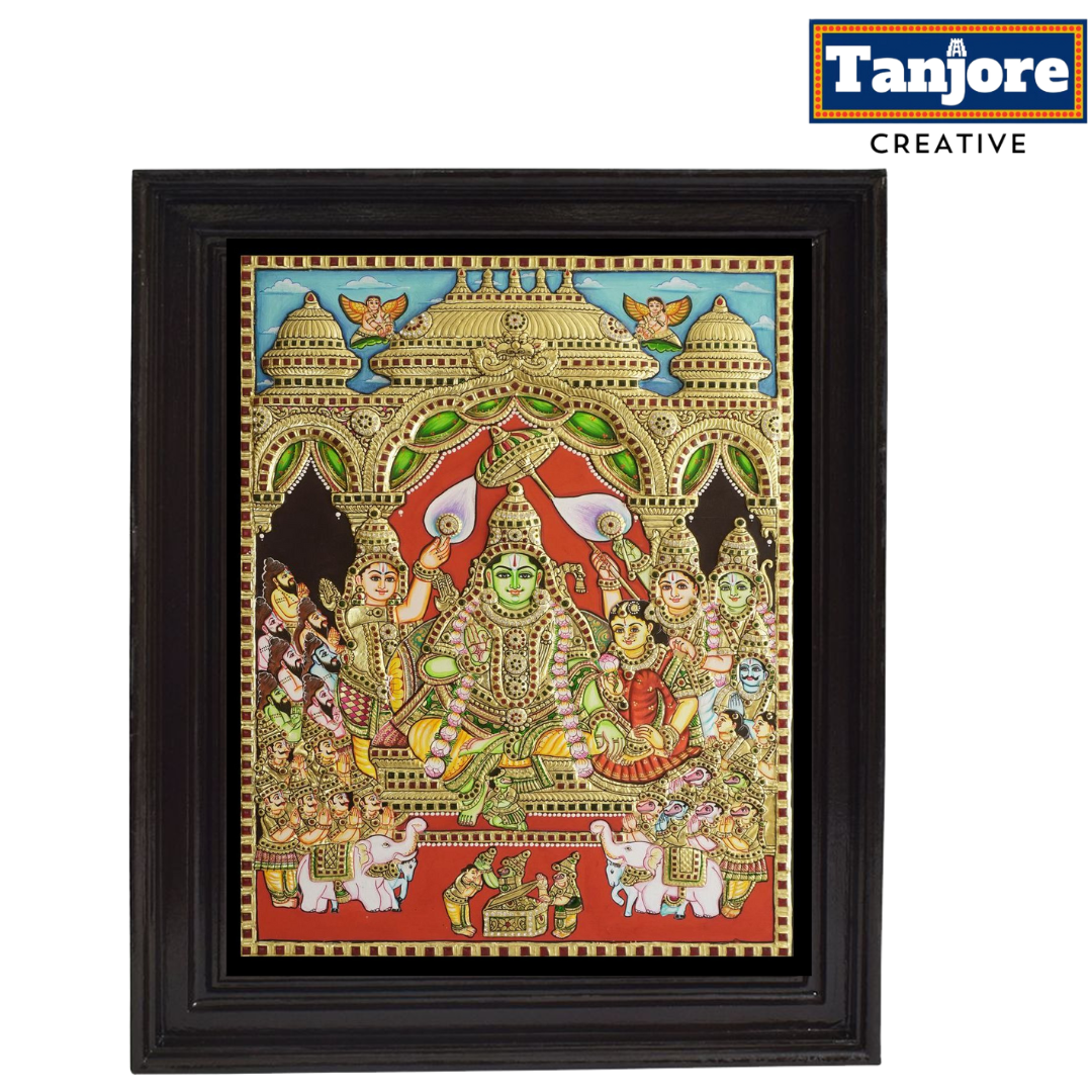 TANJORE PAINTING RAMAR PATTABISEKAM 3D Embossed