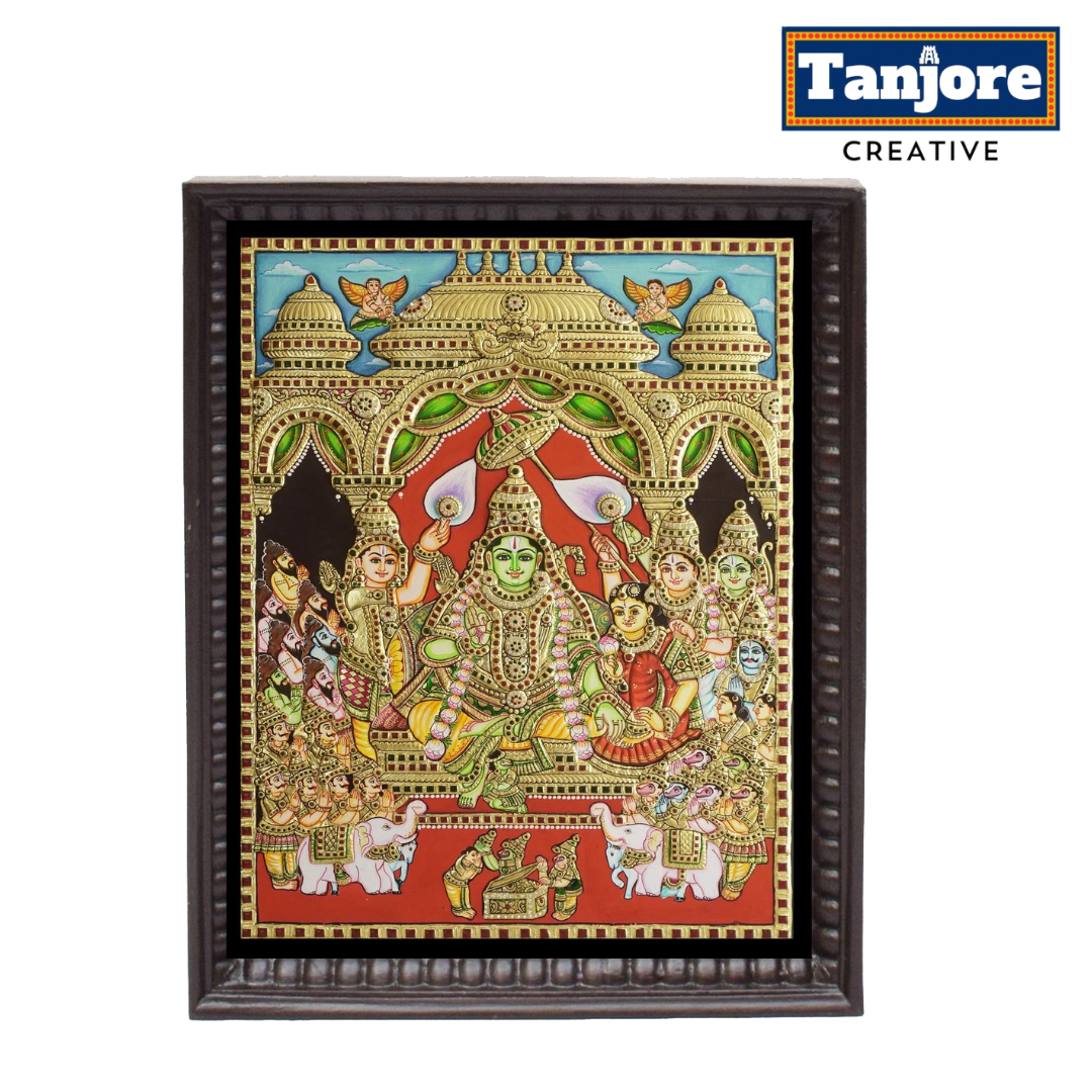 TANJORE PAINTING RAMAR PATTABISEKAM 3D Embossed